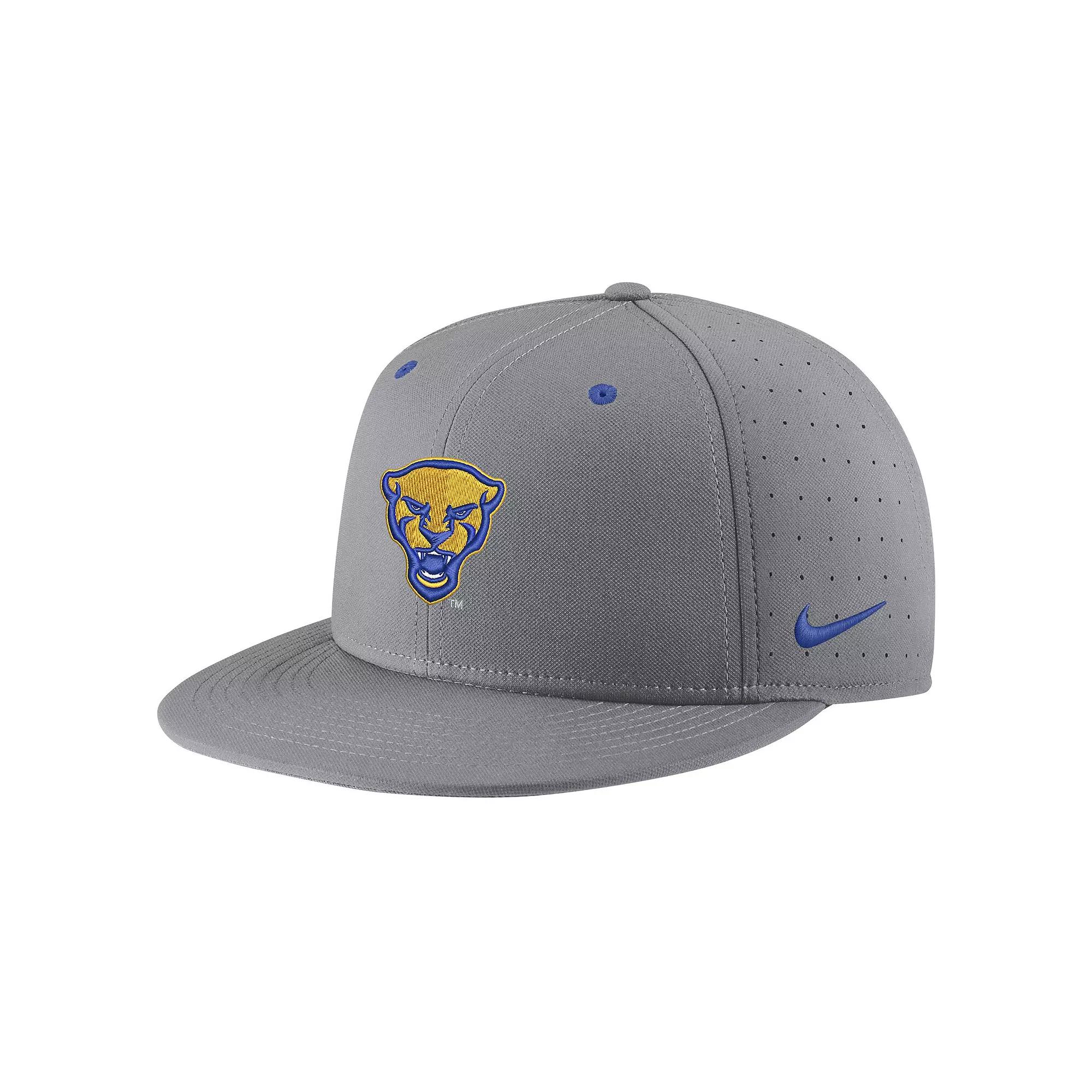 Men's Nike Gray Pitt Panthers USA Side Patch True AeroBill Performance Fitted Hat,  Product Image