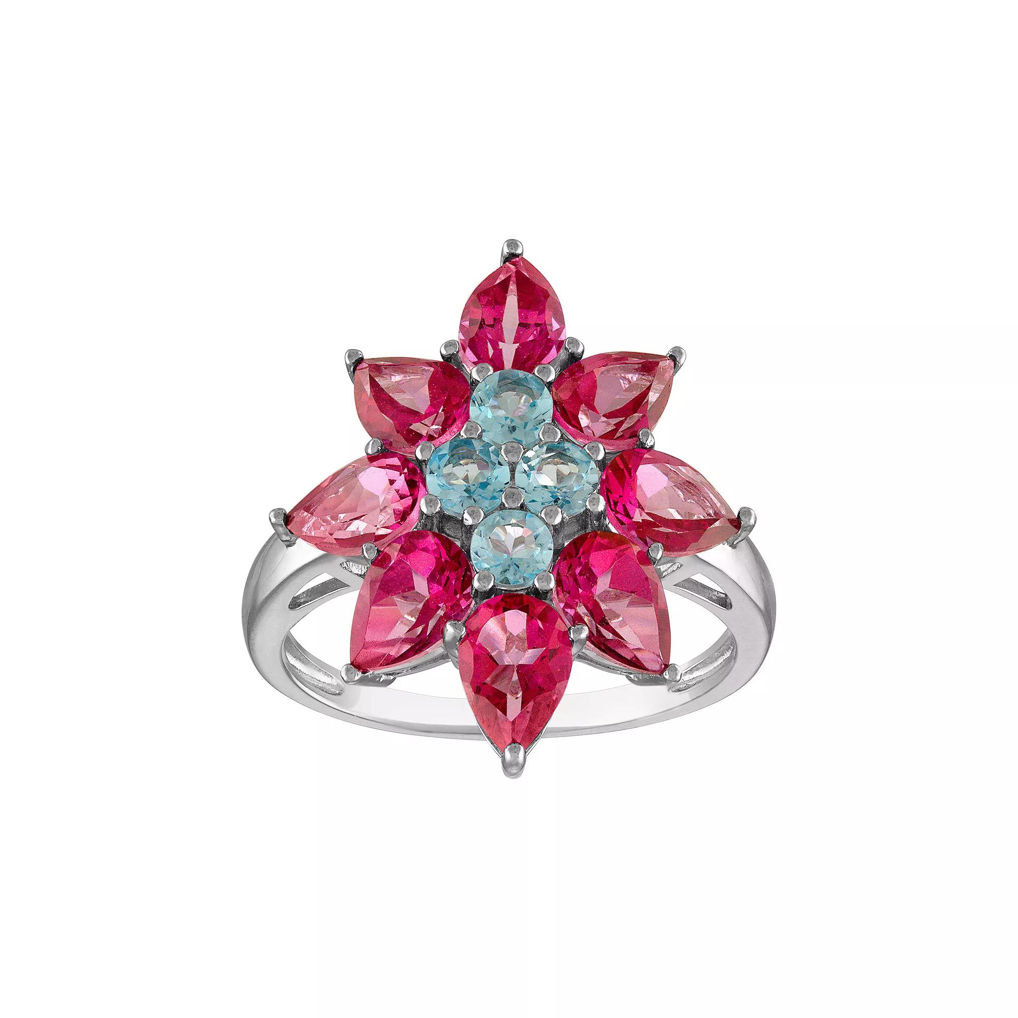 Tiara Sterling Silver Swiss Blue Topaz & Pink Topaz Ring, Women's,  Product Image