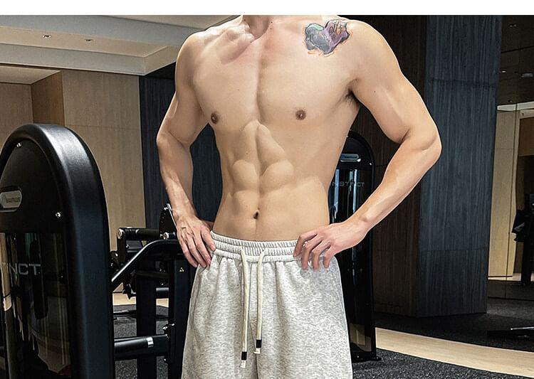 Drawstring Waist Plain Sweatshorts Product Image