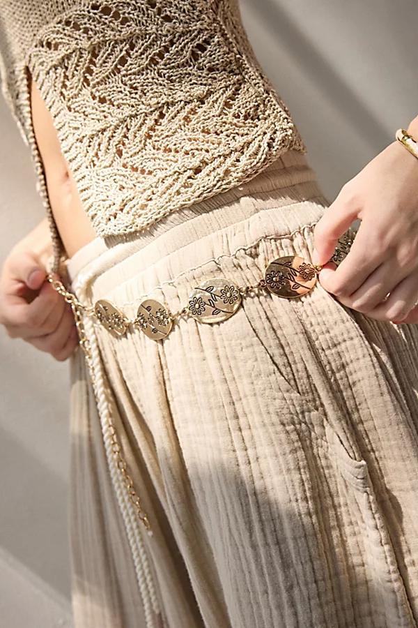 Etched Flower Metal Chain Belt Womens at Urban Outfitters Product Image