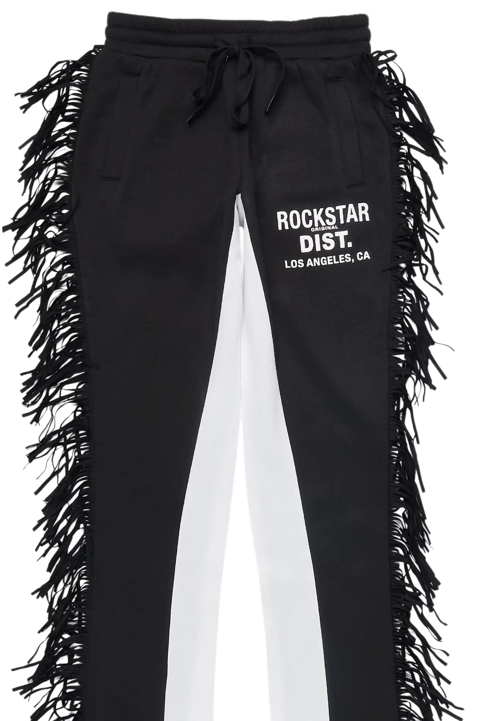 Kendra Black Fringe Stacked Flare Track Pant Female Product Image
