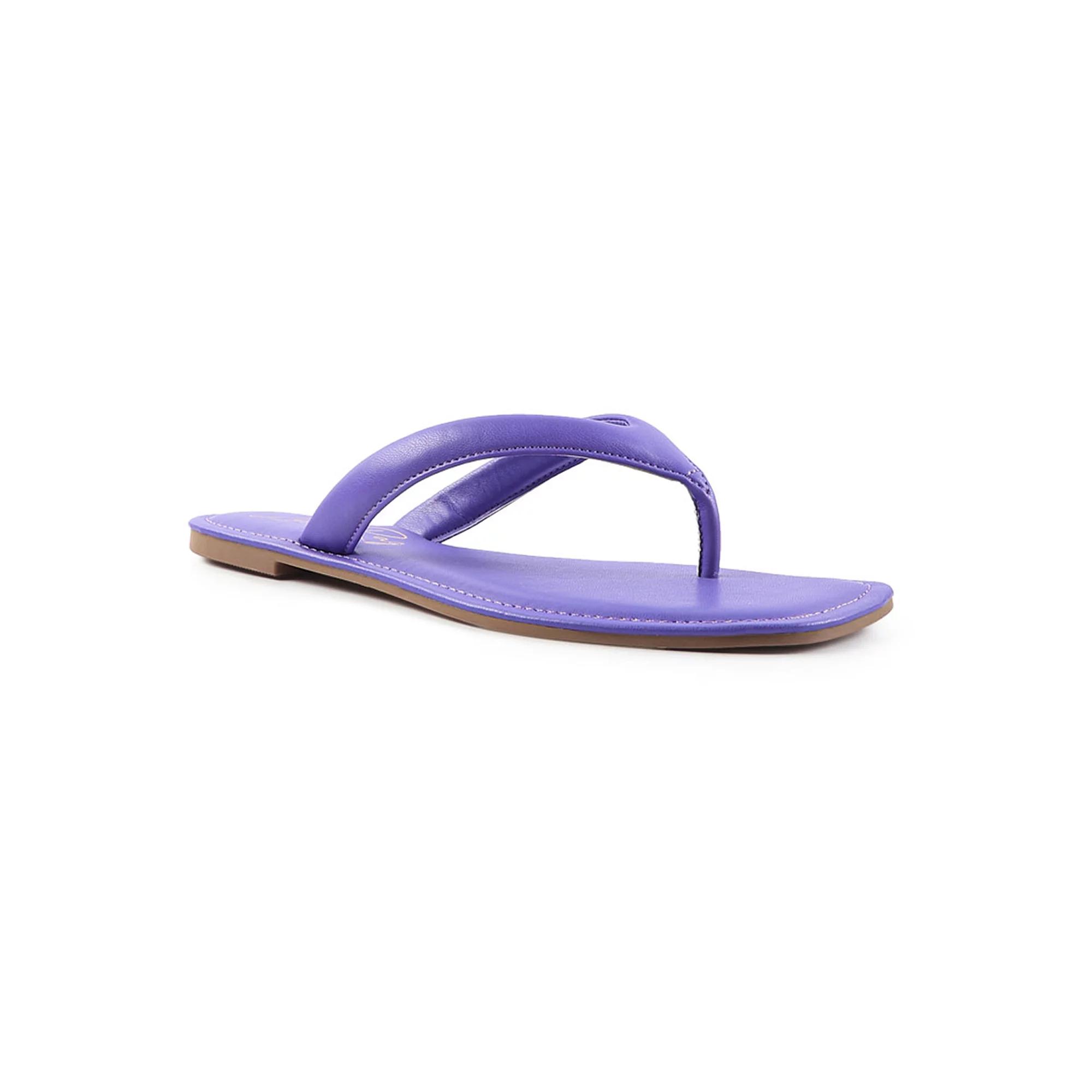 London Rag Women's Rera Square-Toe Thong Slide Sandals,  Product Image