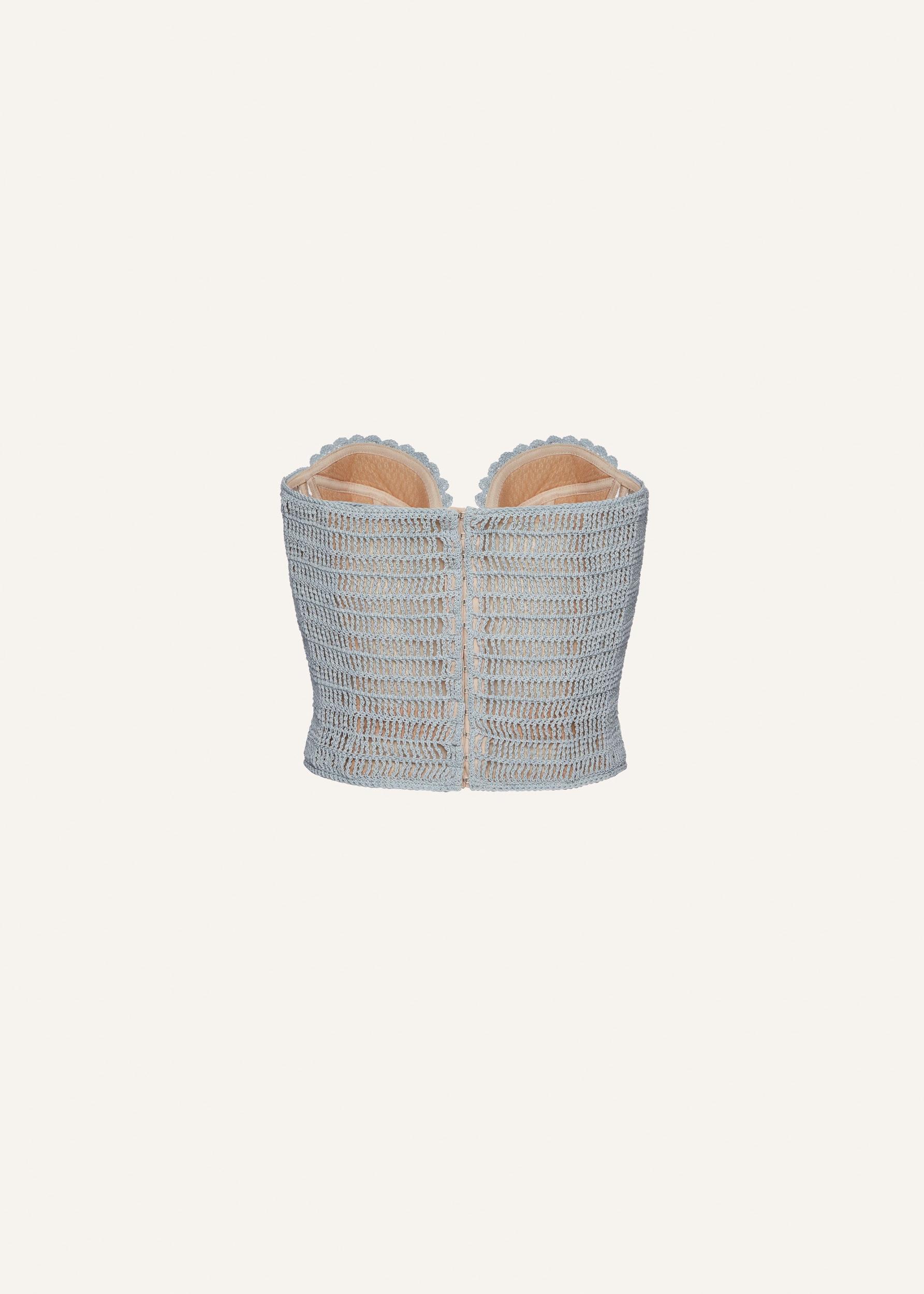 Crochet bustier top in light blue Product Image