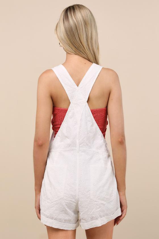 Averley White Eyelet Embroidered Shortalls Product Image