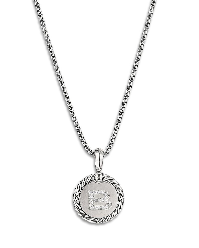 Womens Initial Charm Necklace in Sterling Silver Product Image