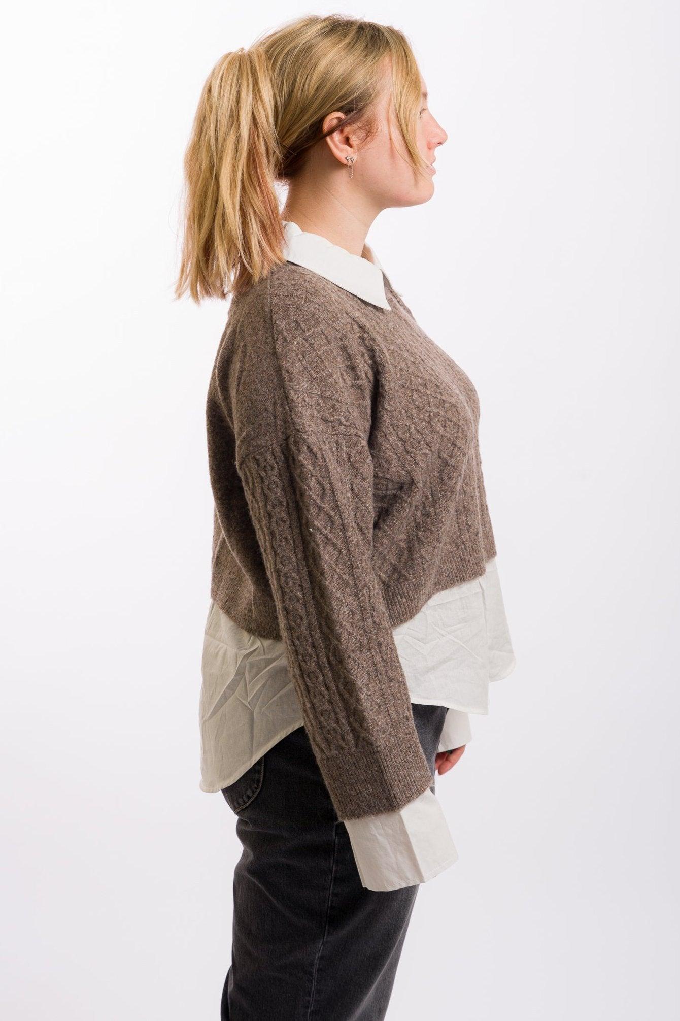 Miou Muse Sweater and Shirts Combo - Mocha/White Product Image