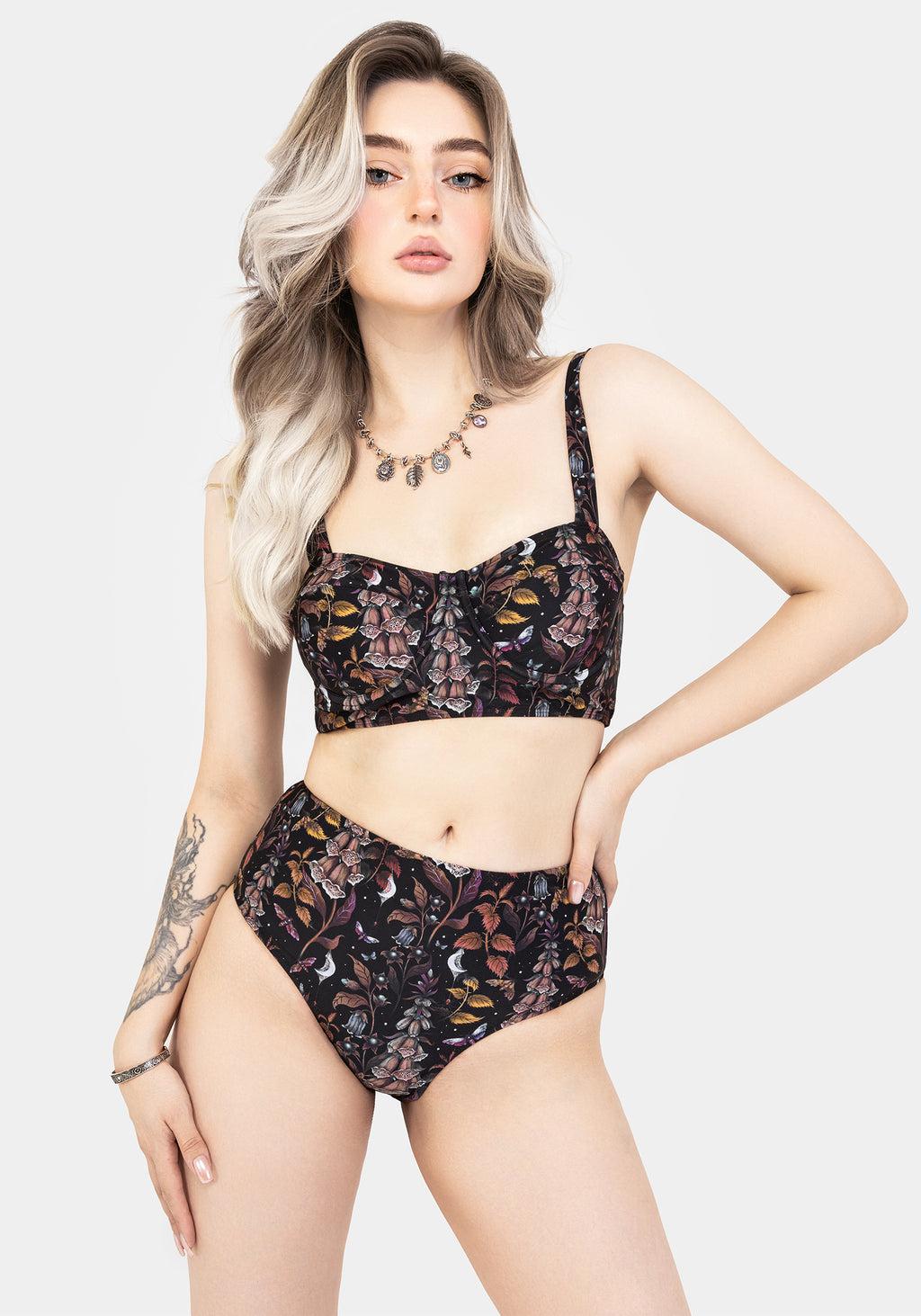 Foxglove Floral Print Swim Bottoms Product Image