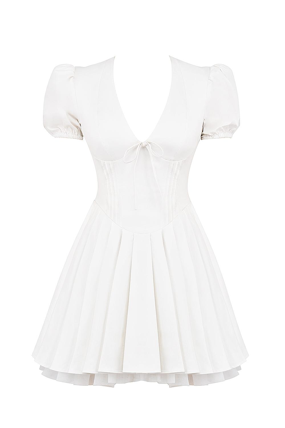 Imani  white pleated cotton mini dress - sale Product Image