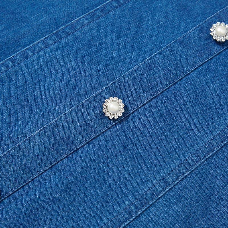 Denim Dress With Patchwork Floral Product Image