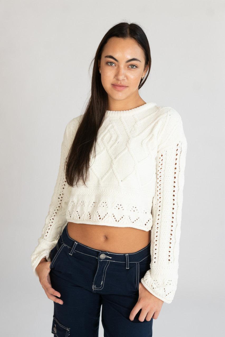 Egret Mixed Stitch Sweater Product Image