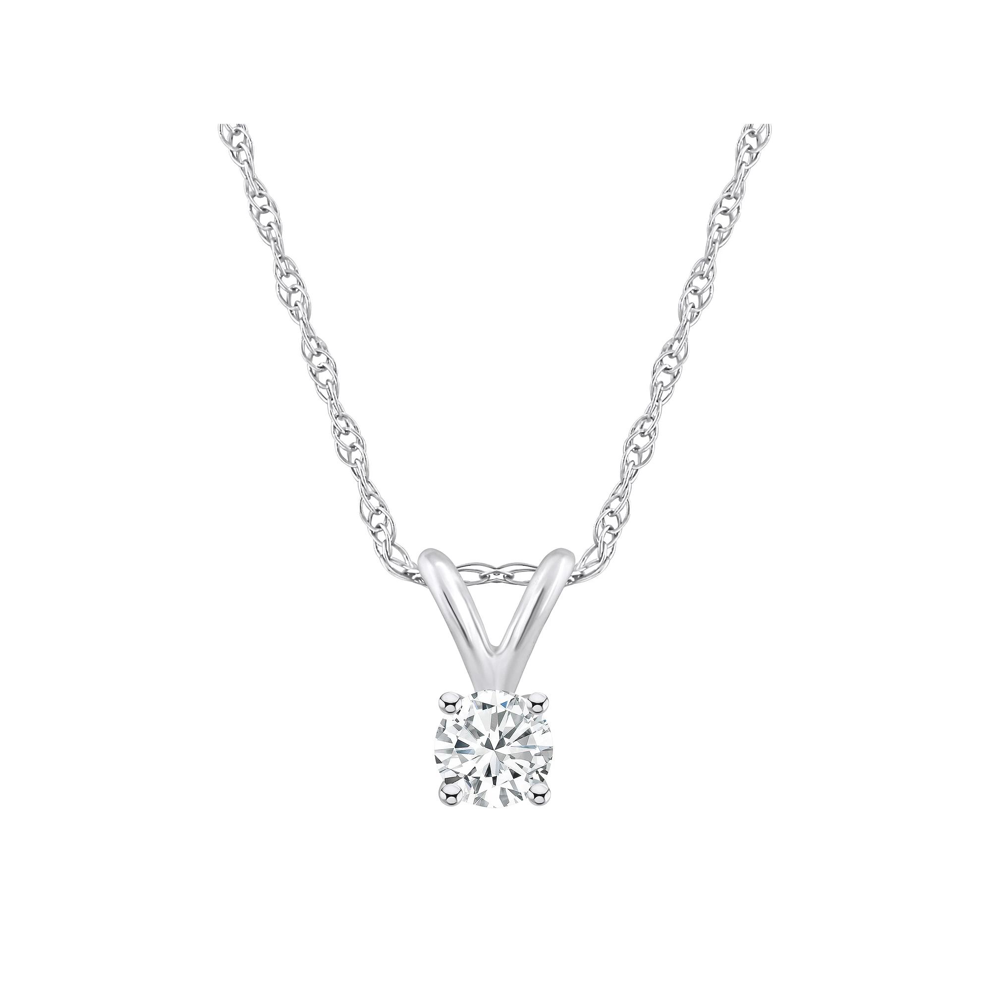 Celebration Gems 14k White Gold 1/4 Carat T.W. Diamond Solitaire Pendant Necklace, Women's, Size: 18" Product Image