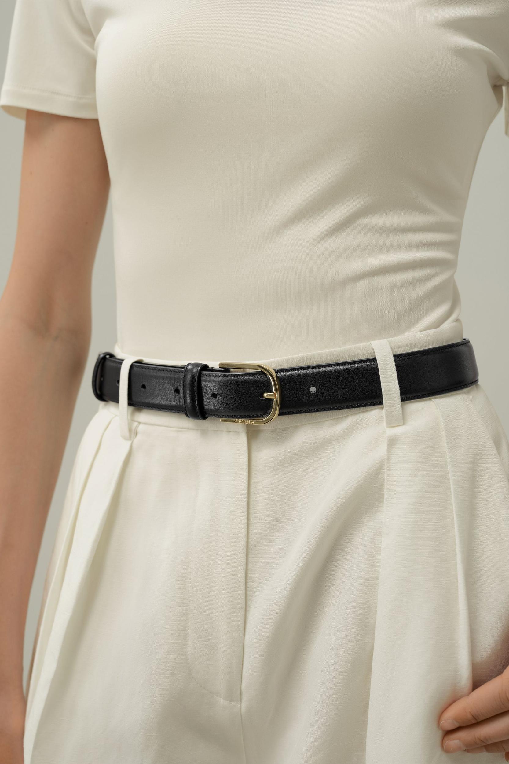 Gold Buckle Leather Belt Product Image