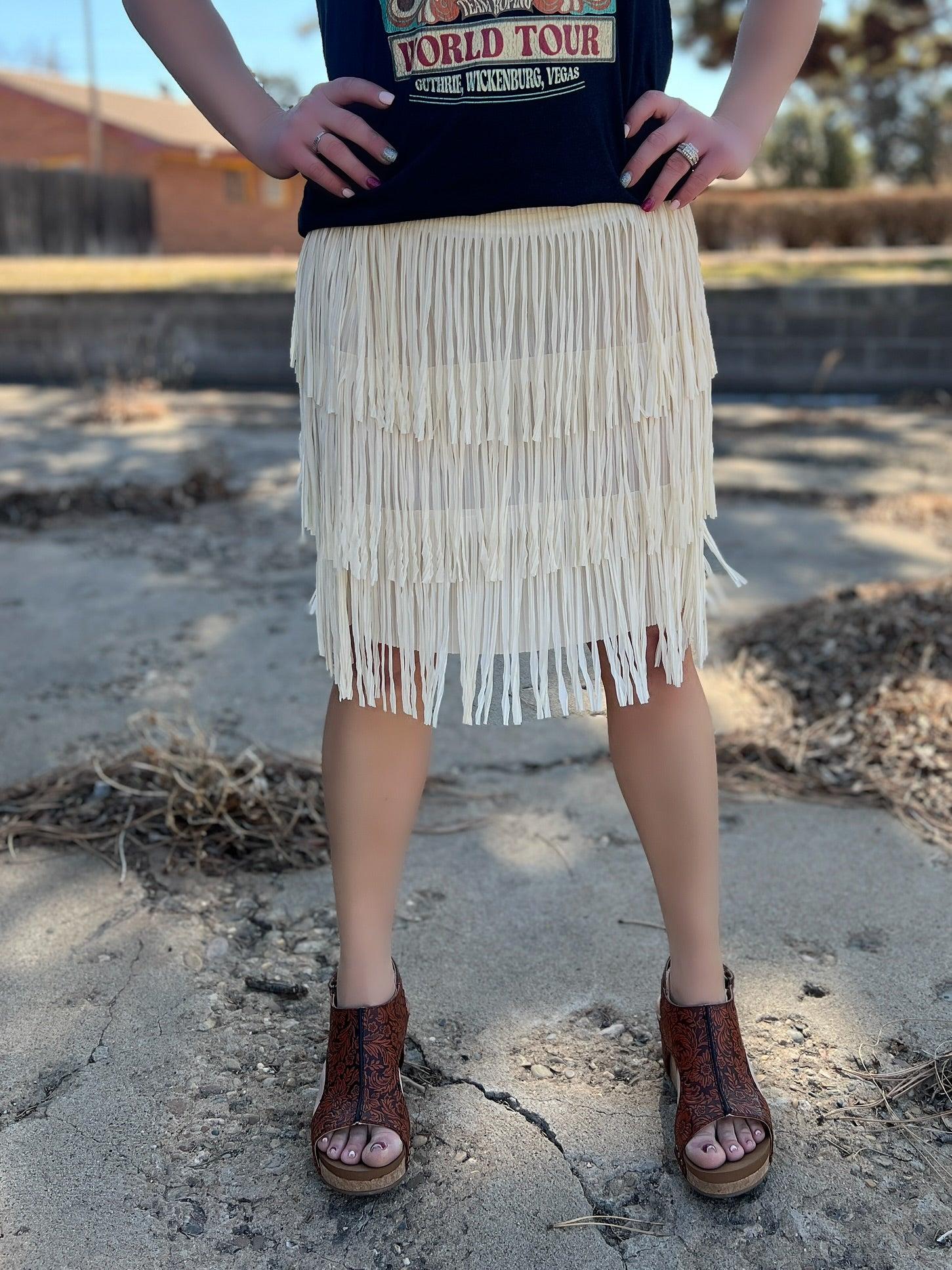 Origami Fringe Lightweight Skirt - 2 Colors Product Image