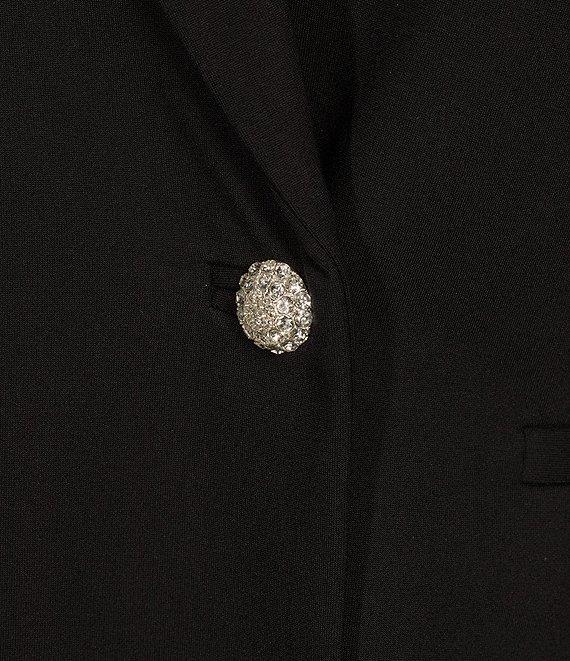 Good American Ponte Notch Collar Long Sleeve Embellished Blazer Dress Product Image