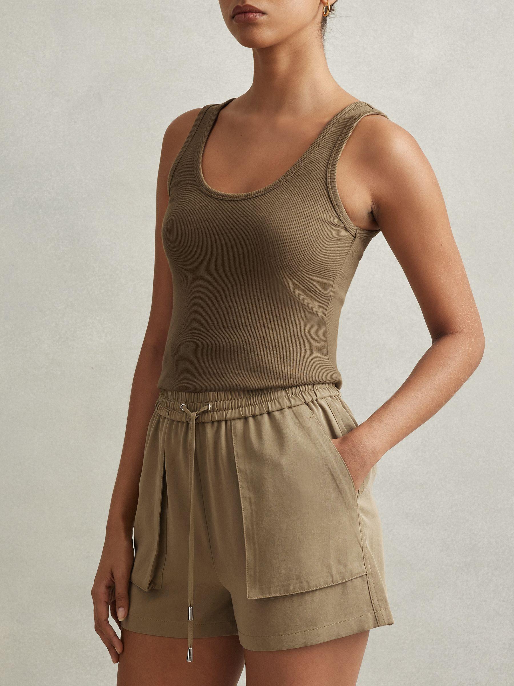 Drawstring Shorts with TENCEL™ Fibers in Khaki Product Image