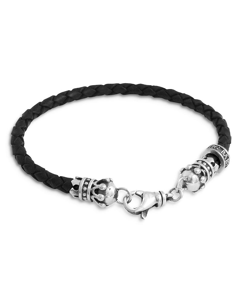 Mens Leather Crown Bracelet Product Image