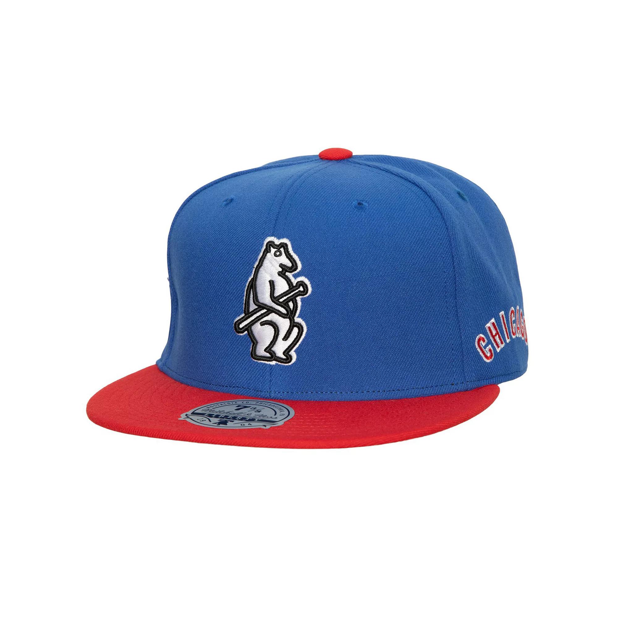 Men's Mitchell & Ness Royal/Red Chicago Cubs Bases Loaded Fitted Hat, Size: 7, Blue Product Image