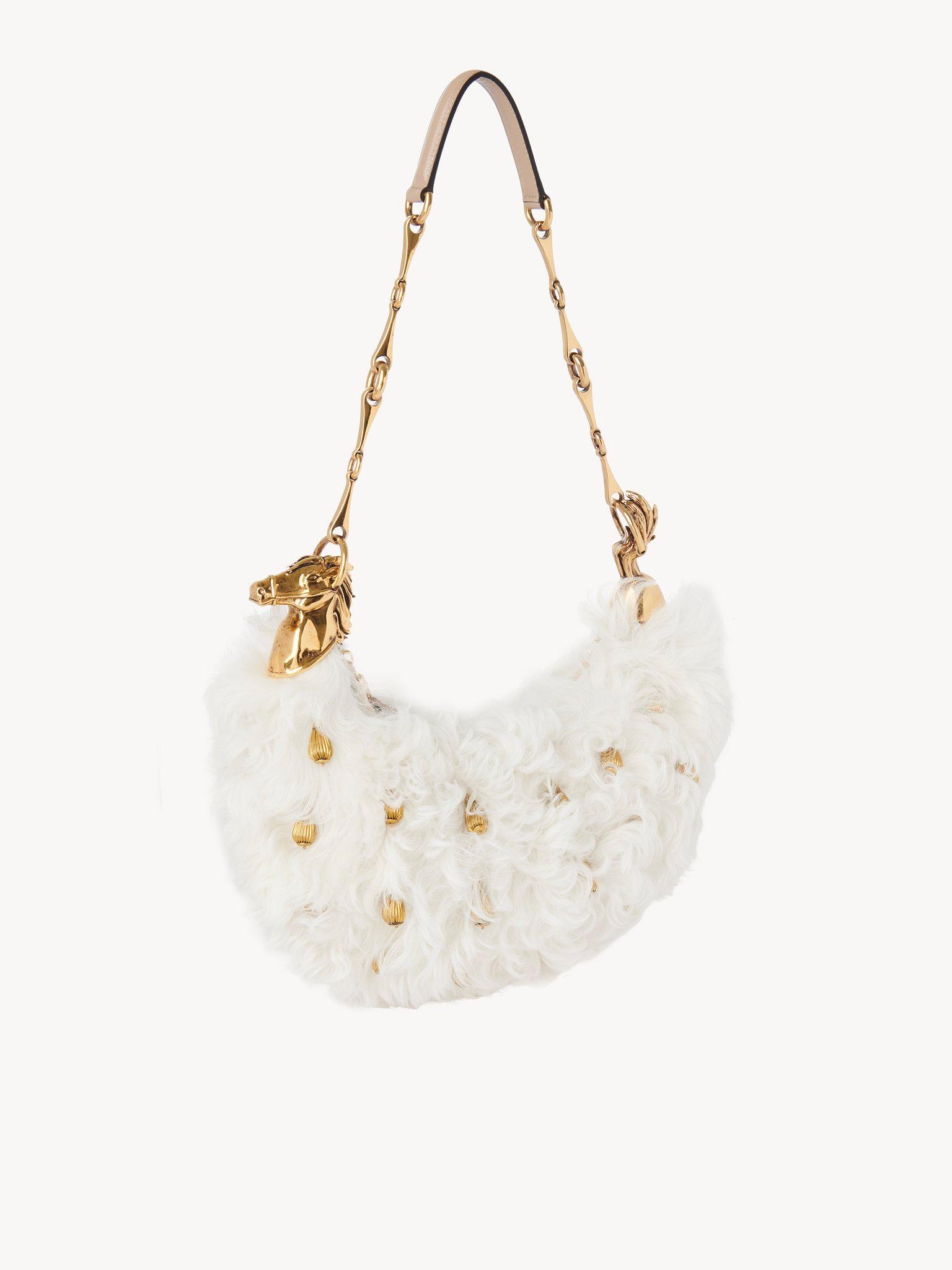 Chain Horse shoulder bag in shearling Product Image