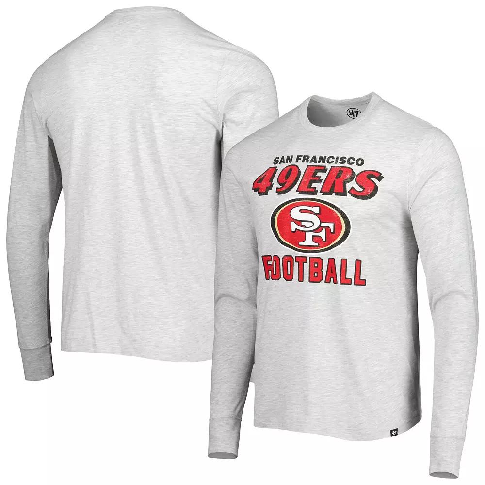 Men's '47 Heathered Gray San Francisco 49ers Dozer Franklin Long Sleeve T-Shirt,  Product Image