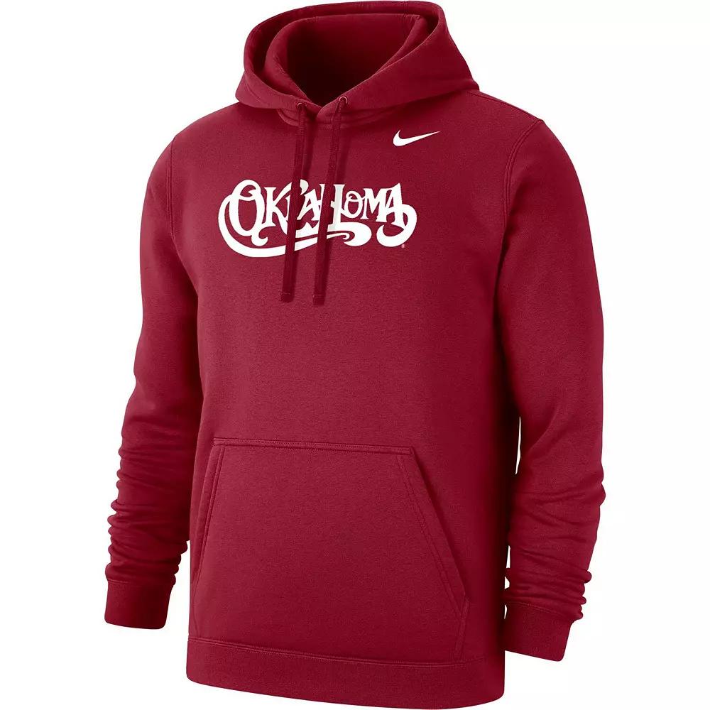 Men's Nike  Crimson Oklahoma Sooners Vintage Script Club Fleece Pullover Hoodie, Size: Large, Red Product Image
