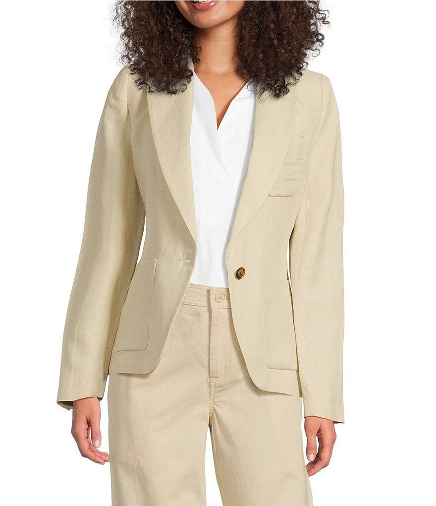 Lauren Ralph Lauren Peak Lapel Collar Long Sleeve Twill Blazer Product Image