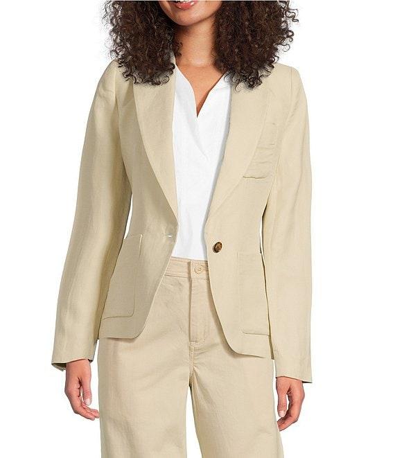 Lauren Ralph Lauren Peak Lapel Collar Long Sleeve Twill Blazer Product Image