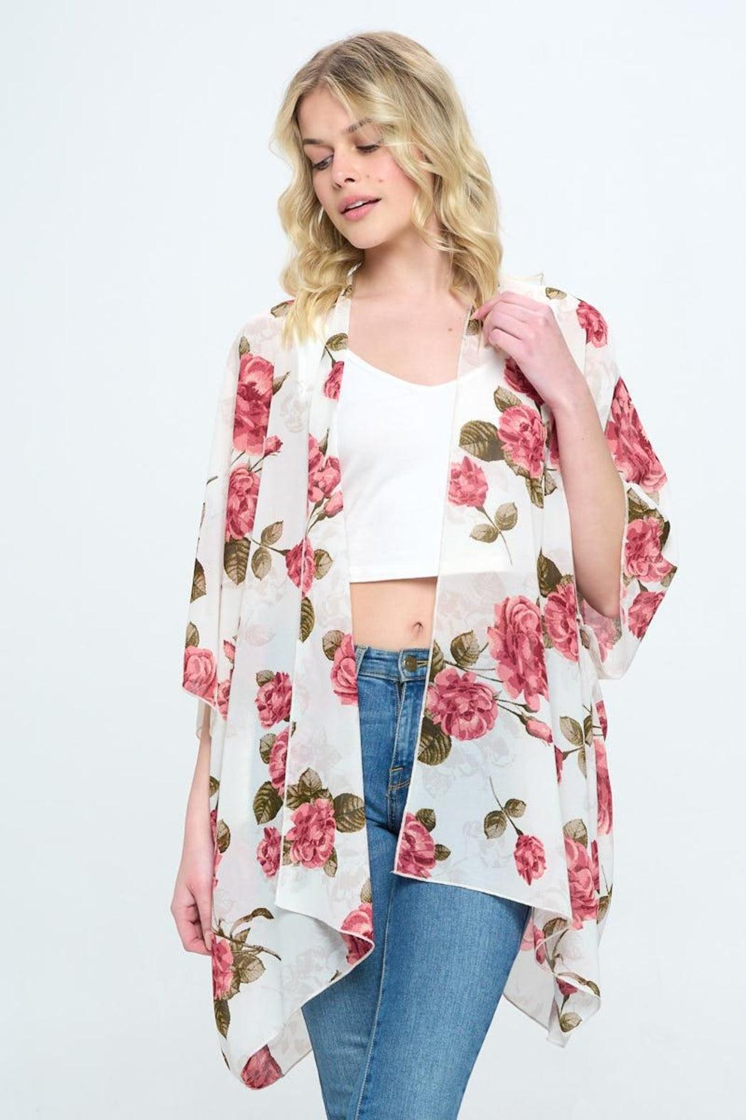 Loose Fit Kimono Cardigan Top With Product Image