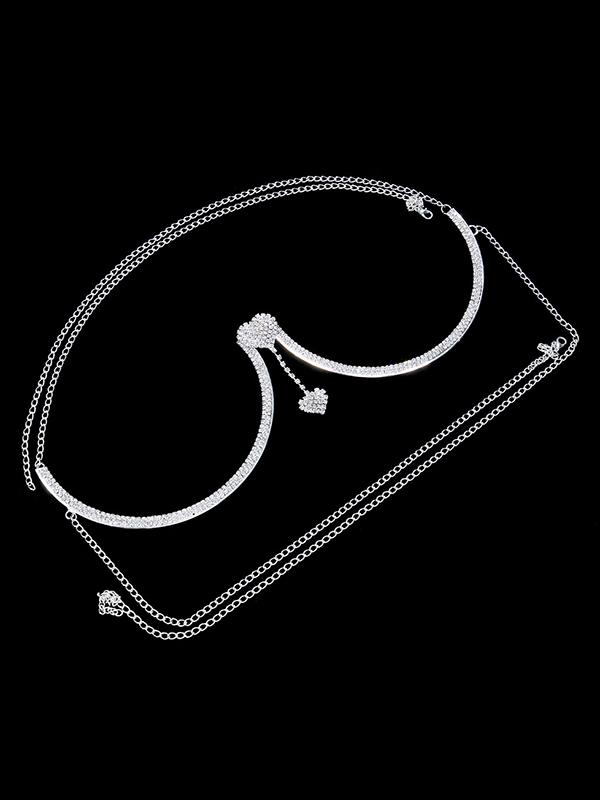 Statement Rhinestone Alloy Heart Shape Body Chain Accessories Product Image
