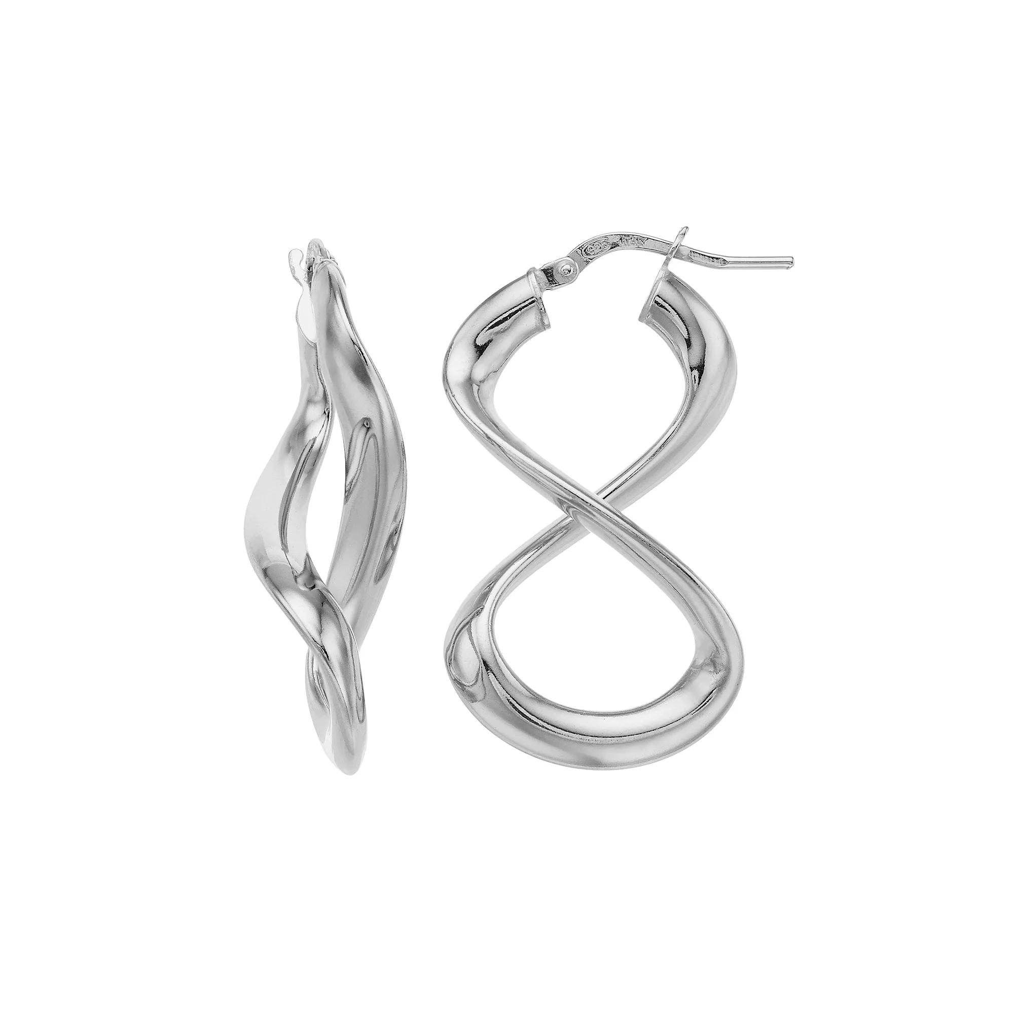 Sterling Silver Hollow Infinity Drop Earrings, Women's Product Image