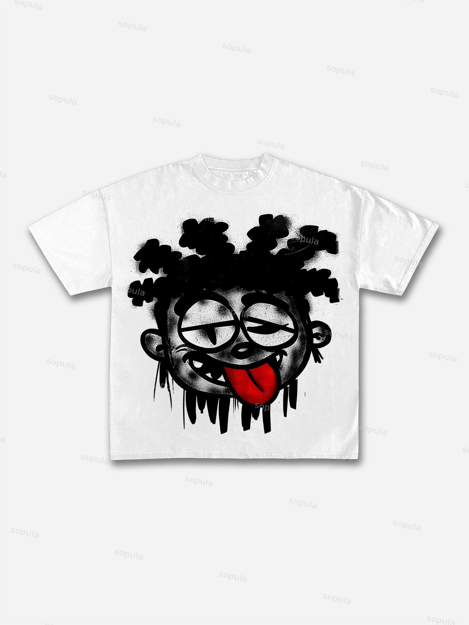 Vintage Big Face Graphic Cotton T-shirt Product Image