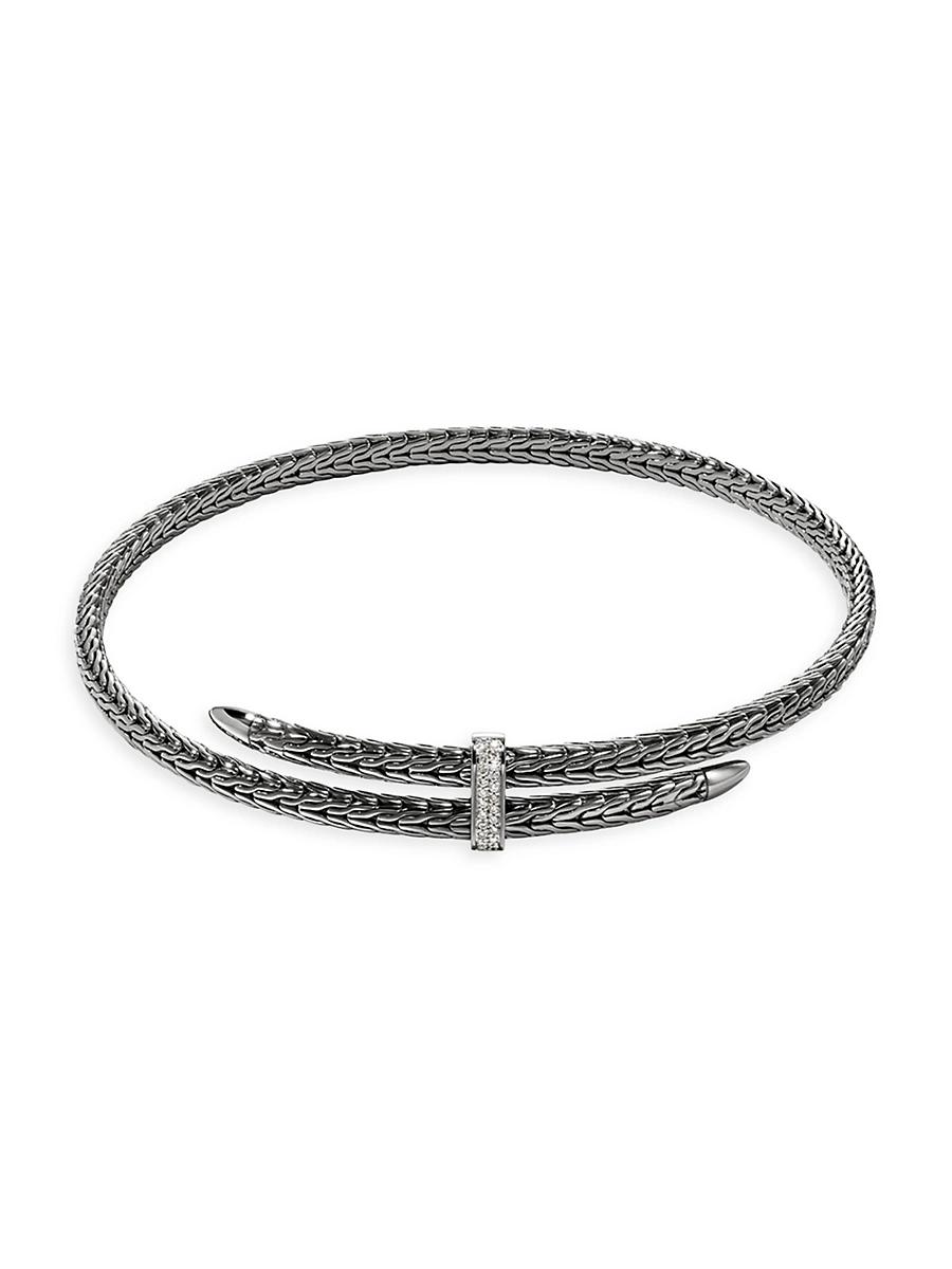 Womens Spear Sterling Silver, Black Rhodium & 0.24 TCW Diamond Necklace Product Image