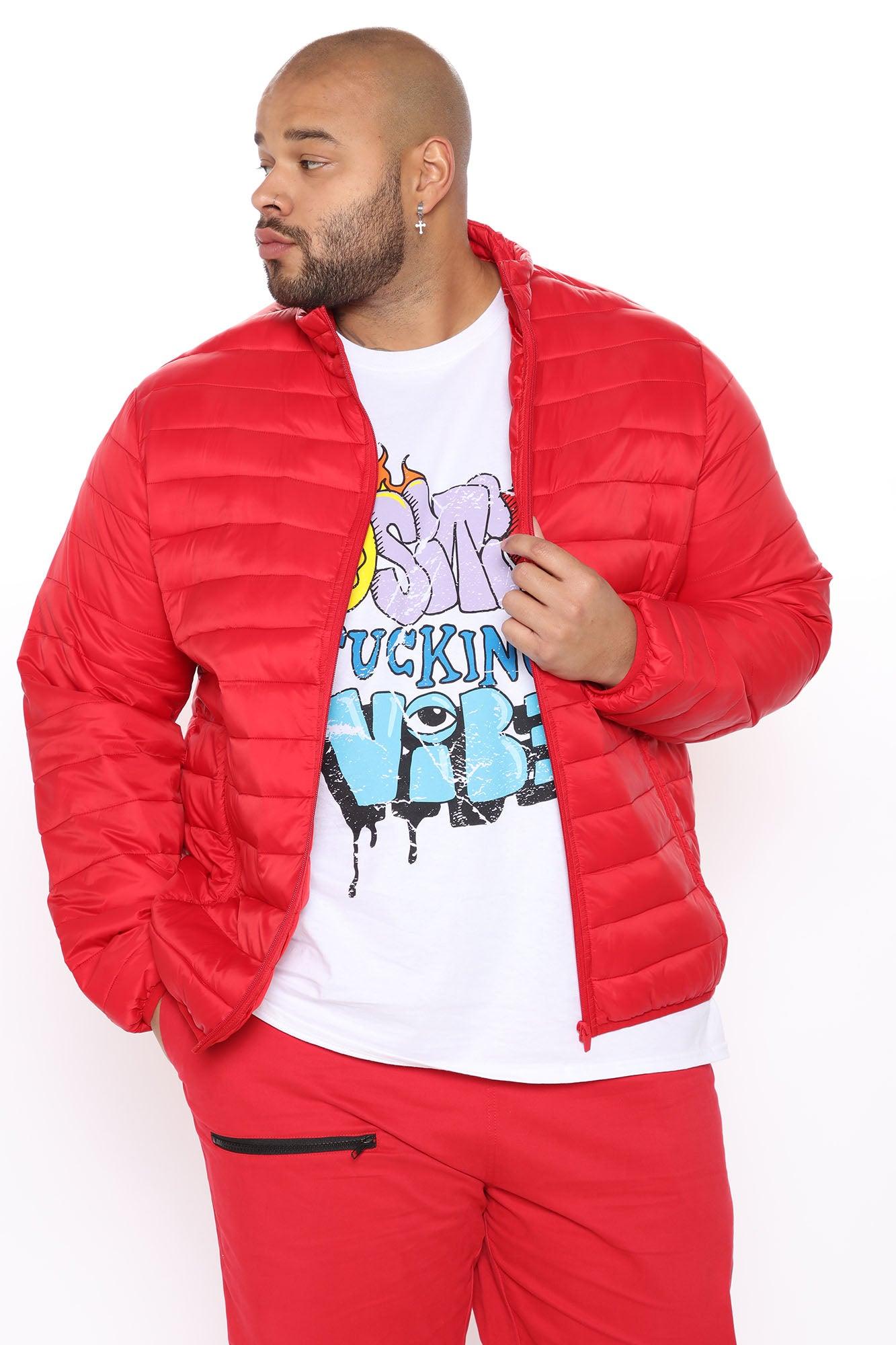 Wesley Packable Puffer Jacket - Red Product Image