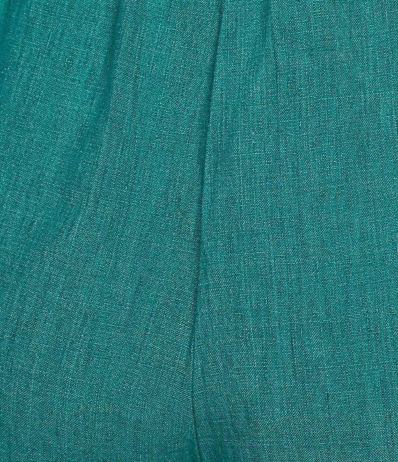 Eileen Fisher Washed Organic Linen Elastic Waist Wide Leg Cropped Pants Product Image