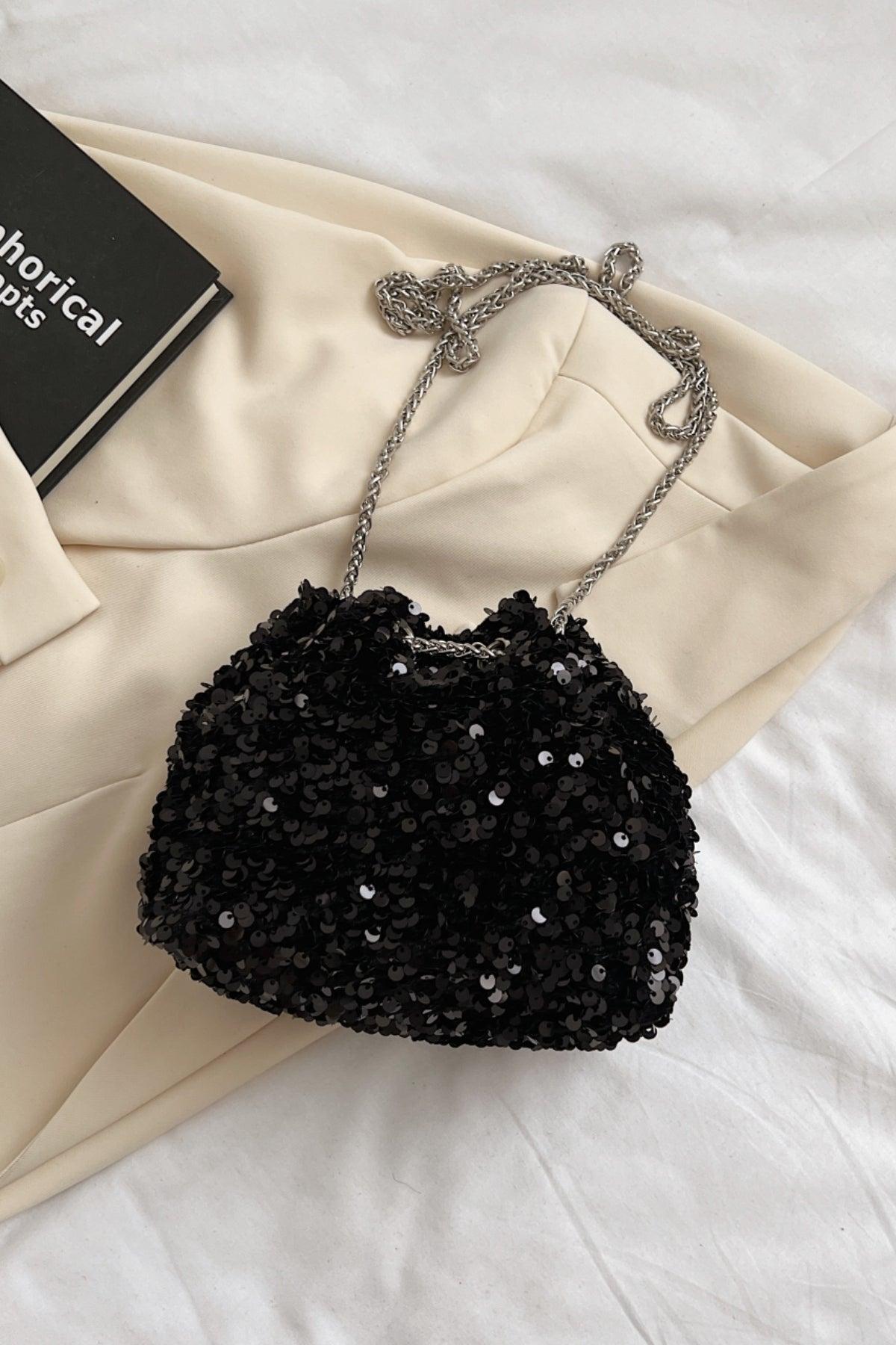 Sequin Chain Drawstring Bucket Bag Product Image