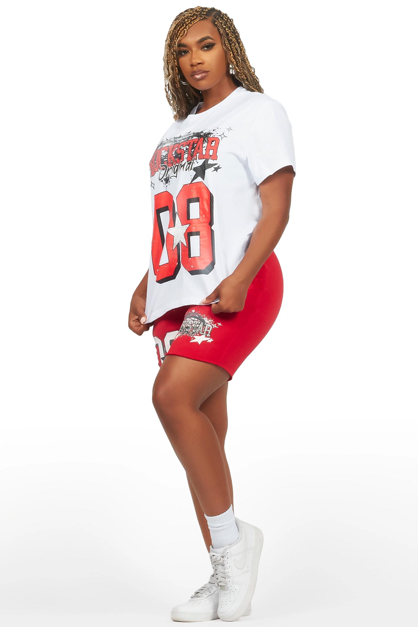 Carolina White/Red T-Shirt Short Set Female Product Image