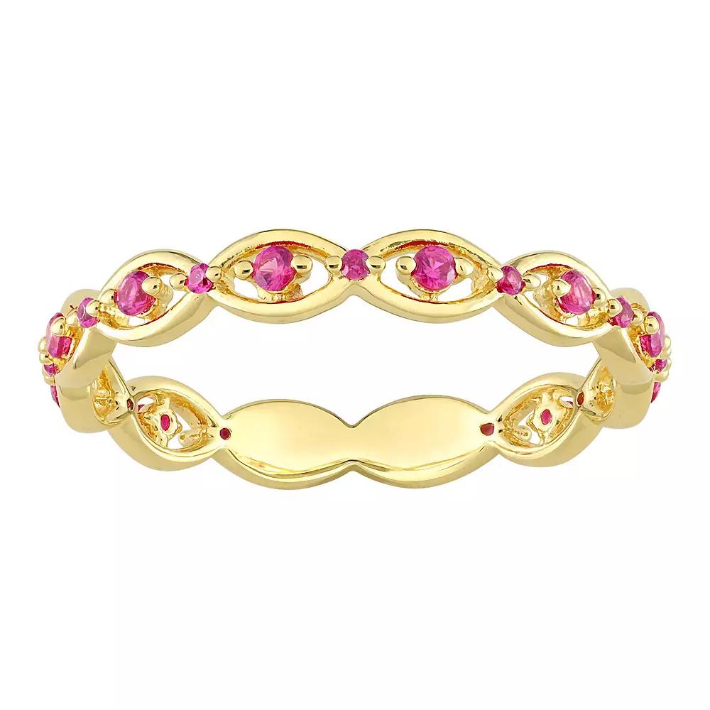 Stella Grace Gold Tone Sterling Silver Lab-Created Ruby Eternity Ring, Women's, Size: 7, 18k Gold Plated Product Image
