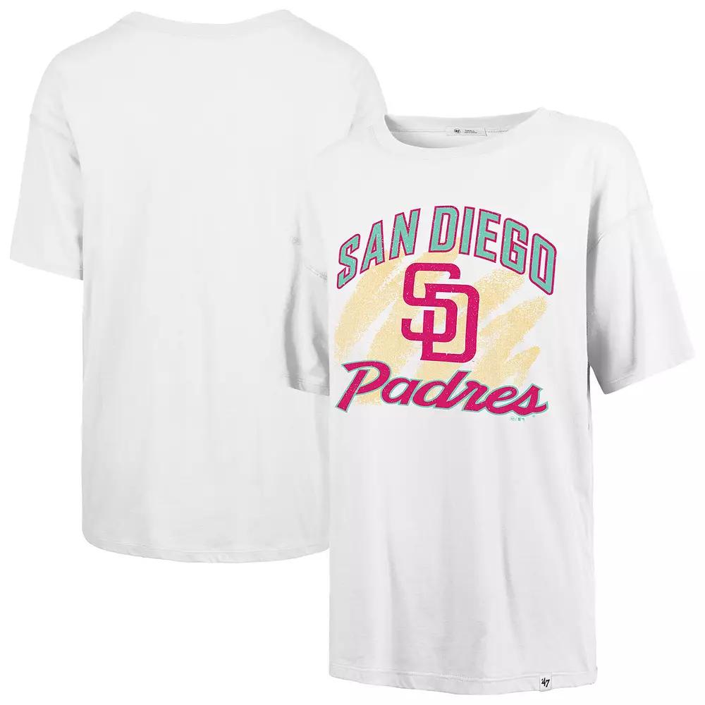Women's '47 White San Diego Padres City Connect Sadie Distressed T-Shirt,  Product Image