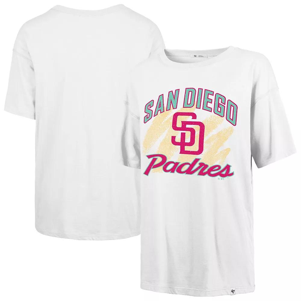 Women's '47 White San Diego Padres City Connect Sadie Distressed T-Shirt,  Product Image