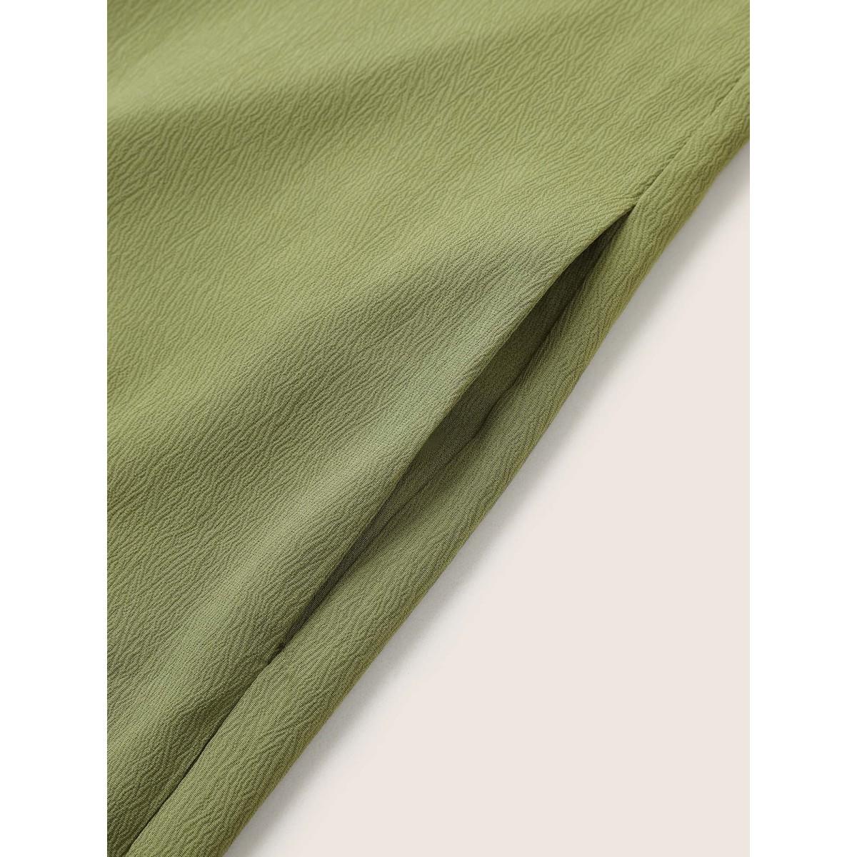 Plus Size ArmyGreen Solid Texture Button Up Crinkled Jumpsuit Women Casual Sleeveless V-neck Everyday Loose Jumpsuits BloomChic 12/L Product Image