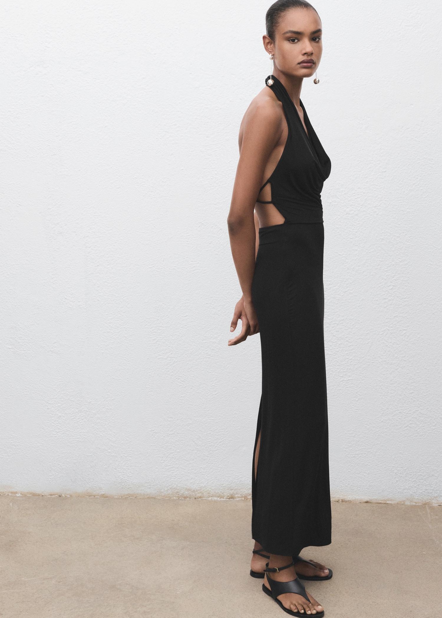 Draped open-back dress - Women | MANGO USA Product Image