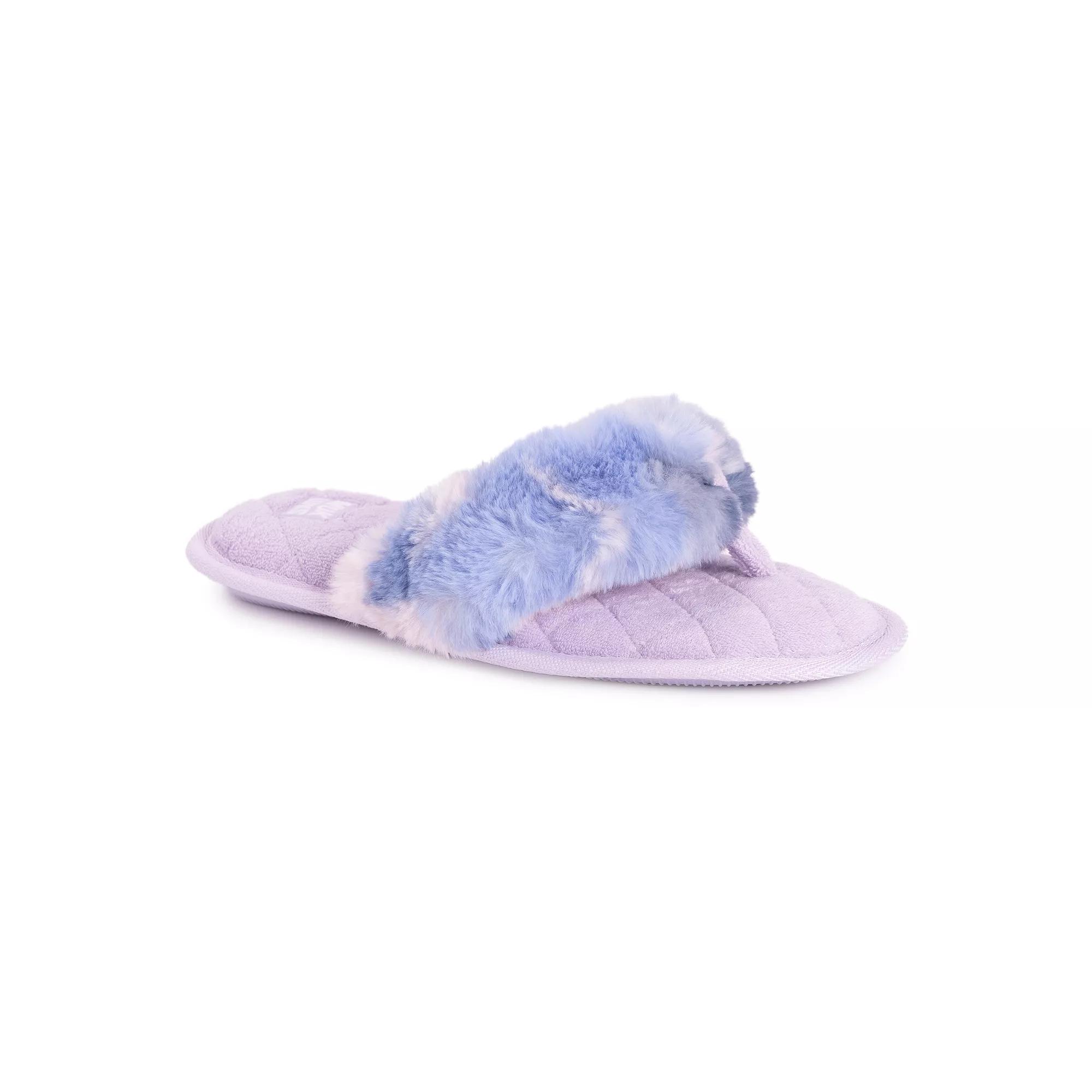 MUK LUKS Maren Faux Fur Womens Thong Slippers Purple Product Image