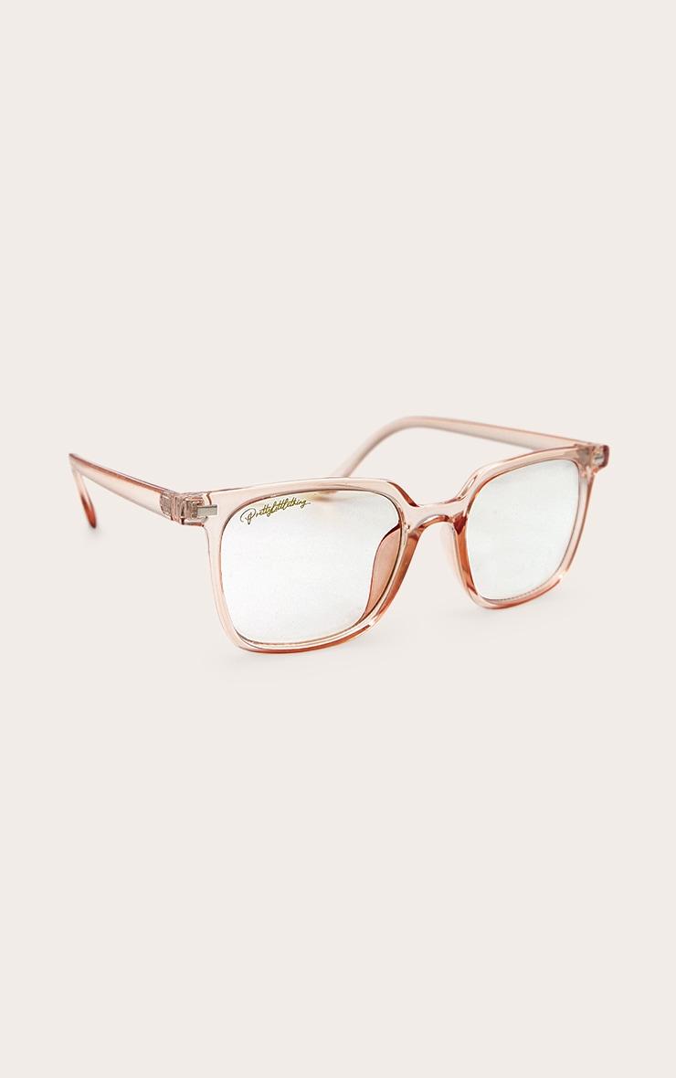PRETTYLITTLETHING Peach Square Frame Blue Light Readers Product Image