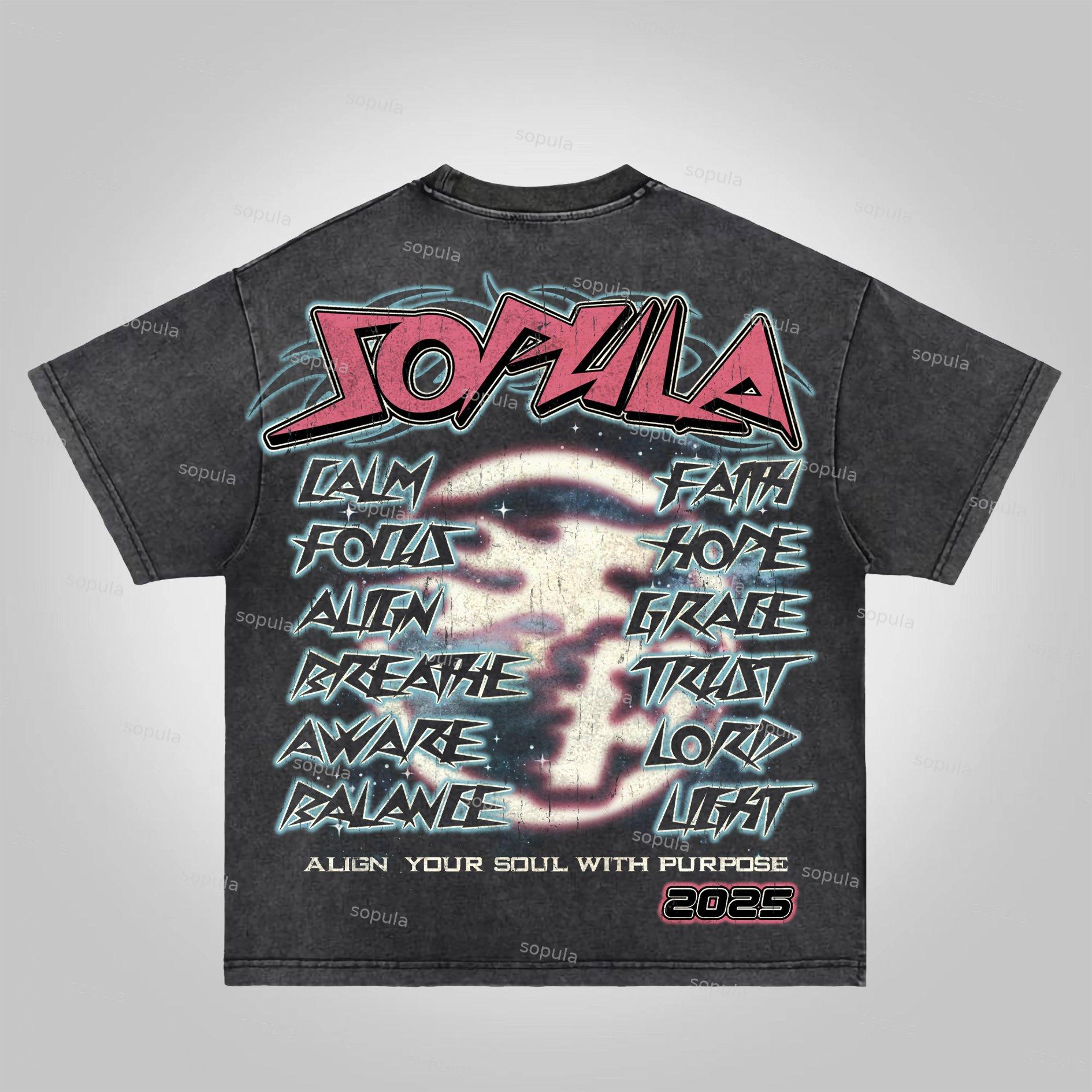 Sopula 2025 Meditation & Faith Vintage Graphic Washed Cotton T-shirt Product Image