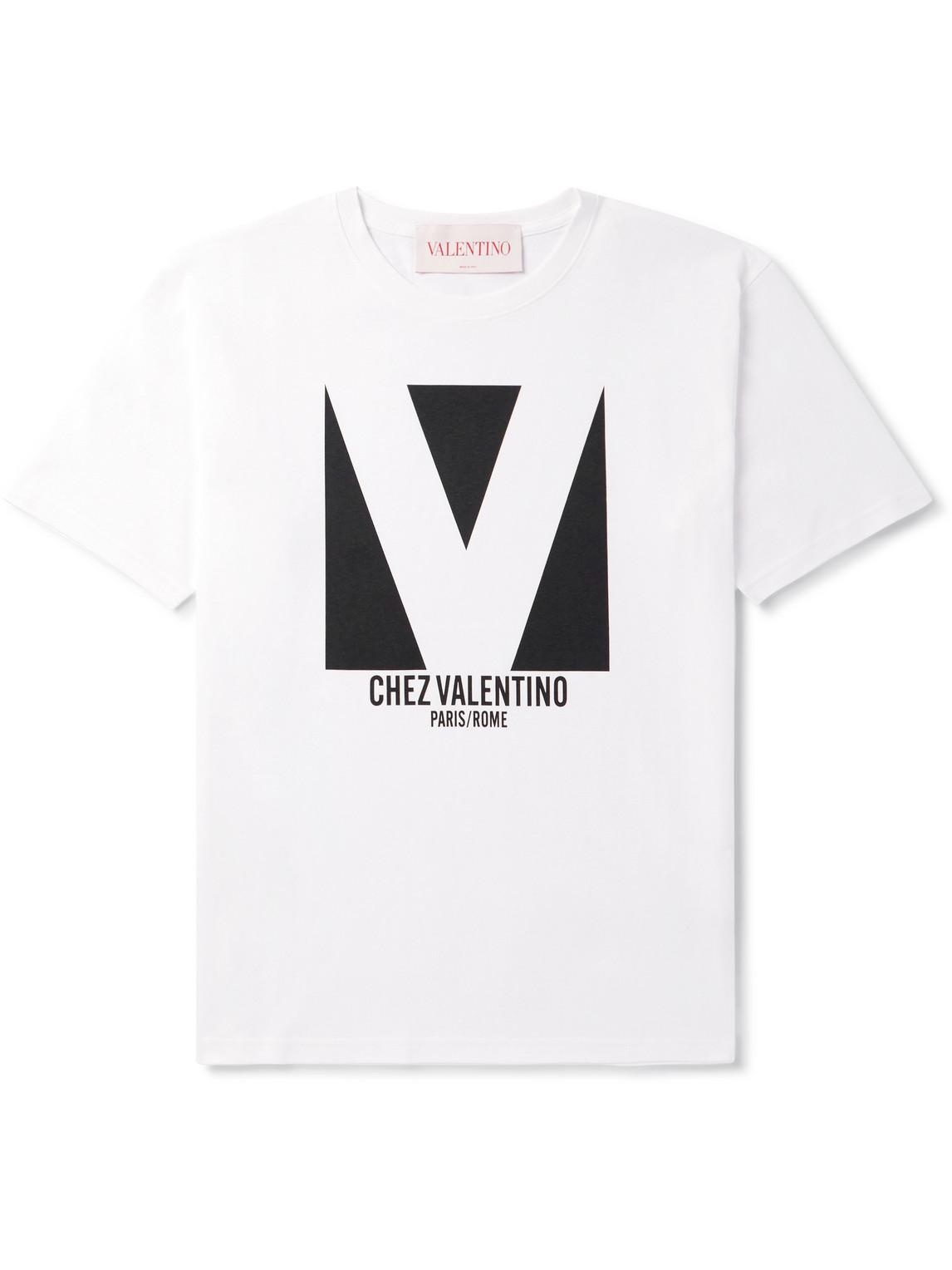 VALENTINO Mens Avorio Logo-print Crew-neck Cotton-jersey T-shirt Product Image