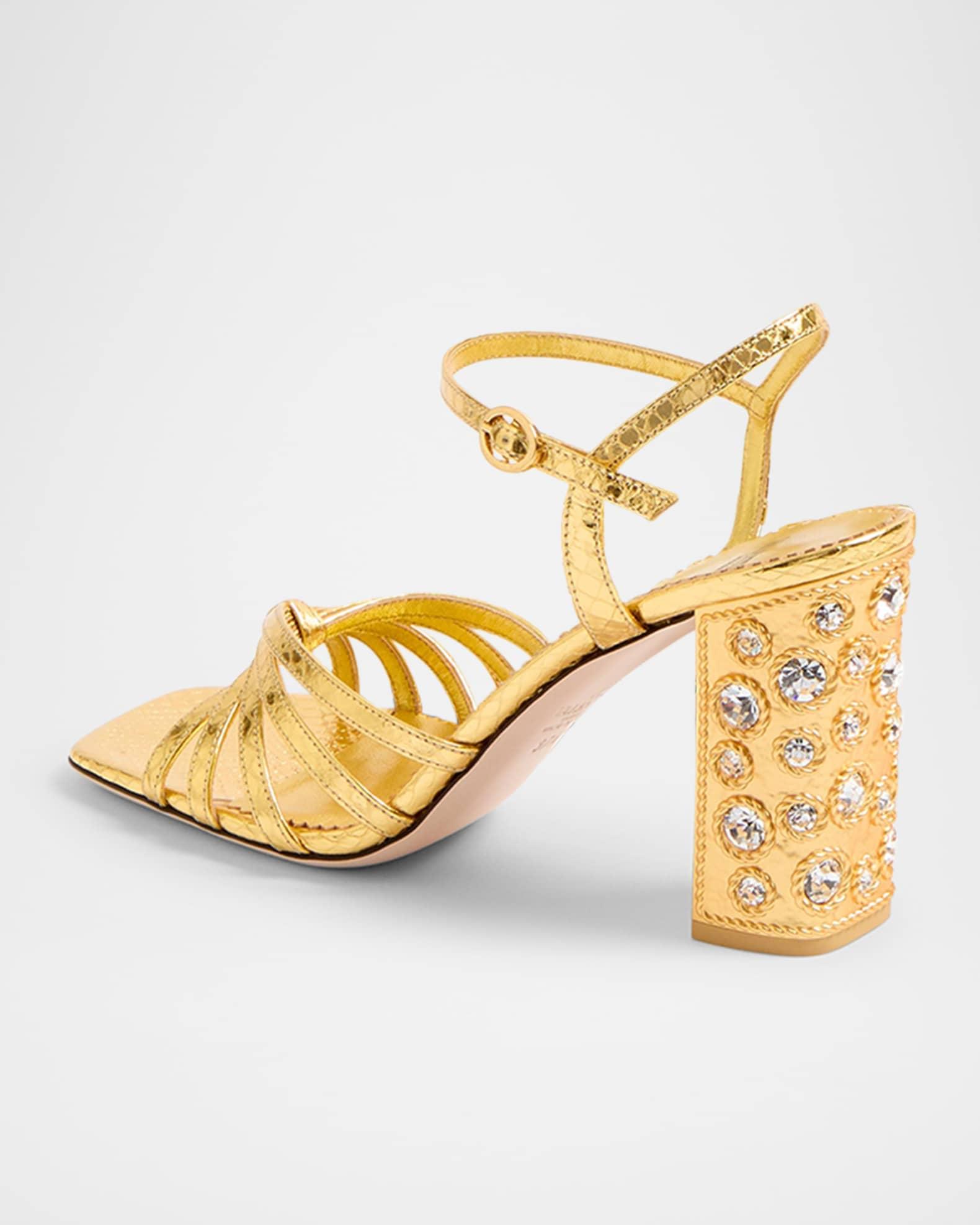 Metallic Jewel Ankle-Strap Sandals Product Image