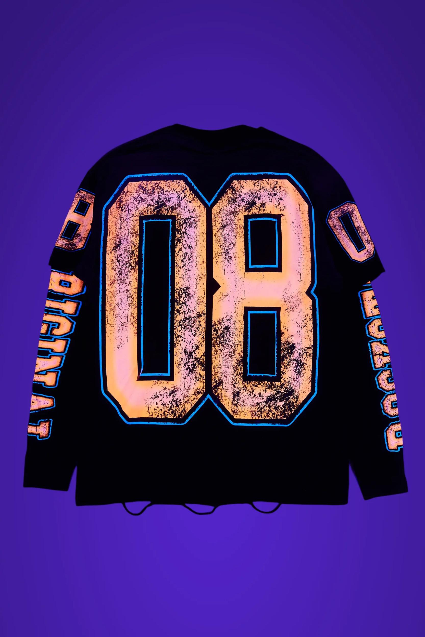 Fields Black/Orange Double Layer Long Sleeve Graphic T-Shirt Male Product Image