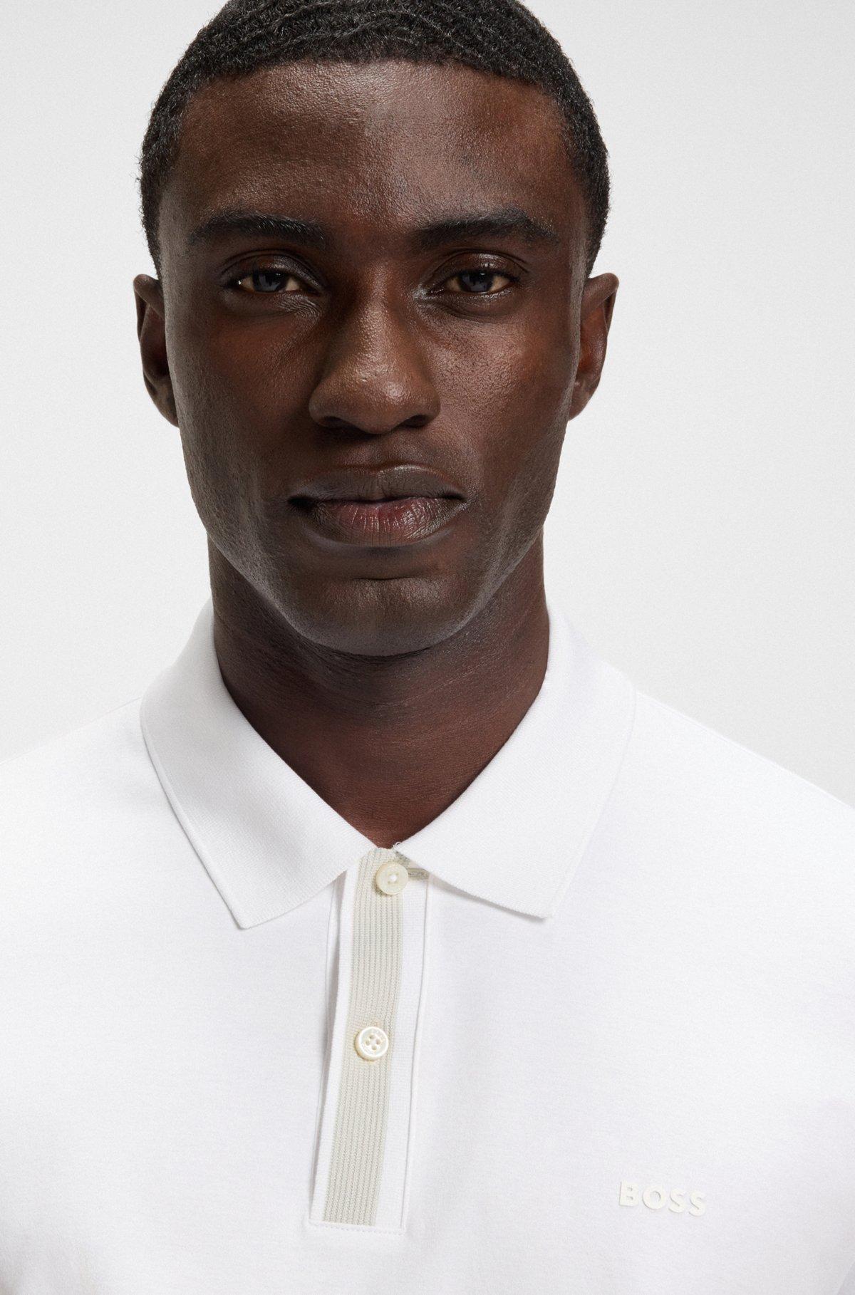 Slim-fit polo shirt in mercerized stretch-cotton piqué Product Image