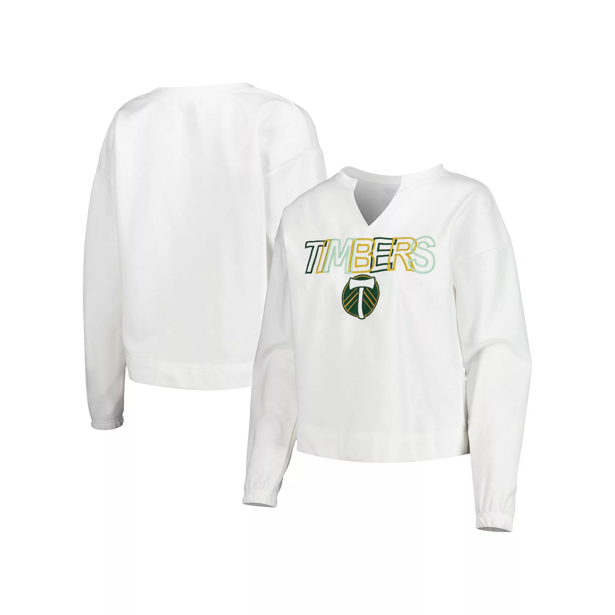 Women's Concepts Sport  White Portland Timbers Sunray Notch Neck Long Sleeve T-Shirt, Size: Small Product Image