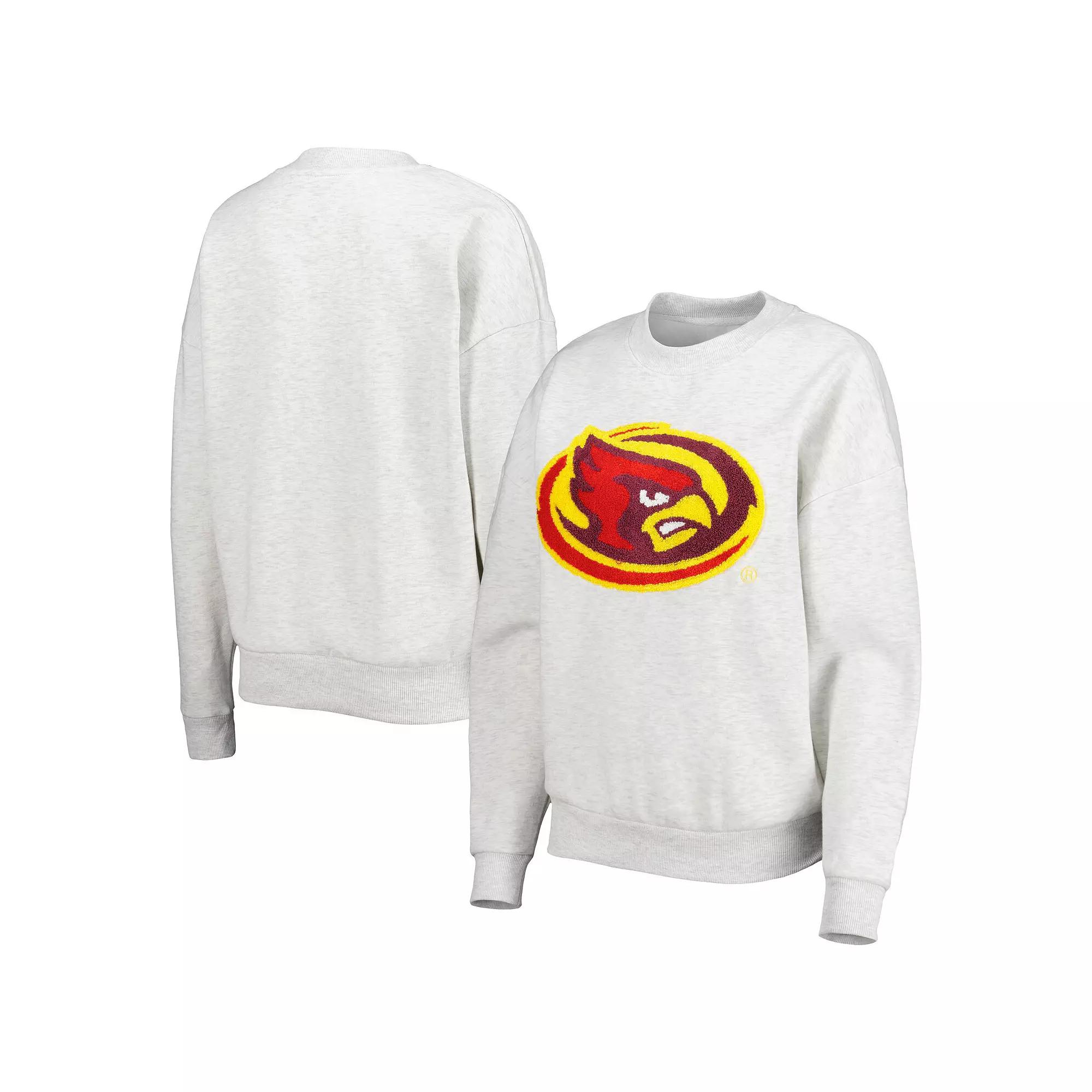 Women's Gameday Couture Heather Gray Iowa State Cyclones Chenille Patch Fleece Pullover Sweatshirt,  Product Image