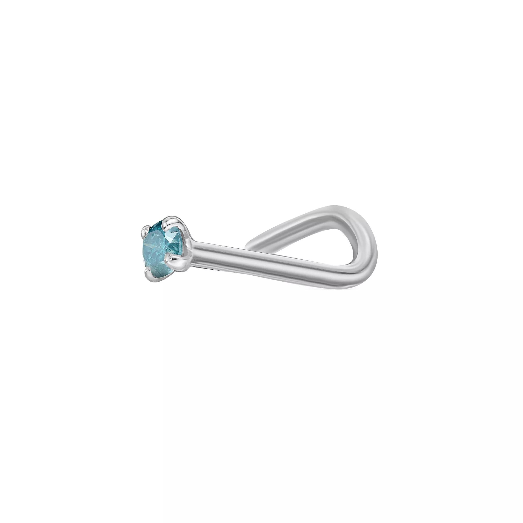 Lila Moon 14k White Gold Blue Diamond Accent Nose Ring, Women's Product Image